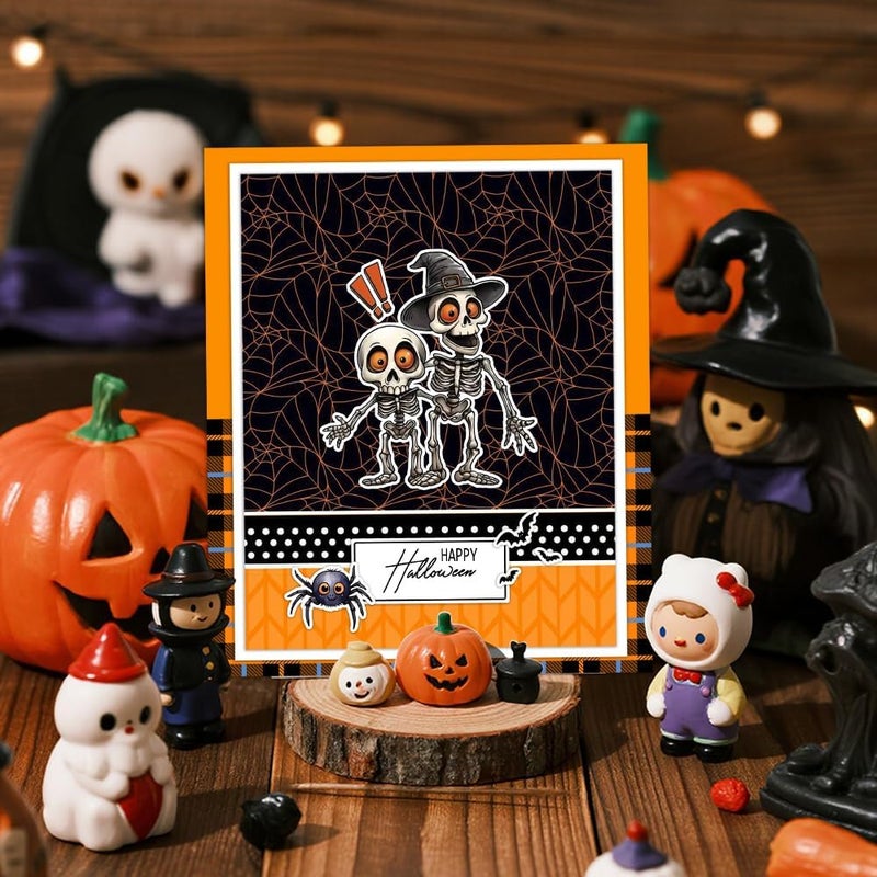 Yi Xuan Halloween Clear Silicone stampReusable Stamp with Pumpkins, Skulls, Bats, Santa Claus, and Holiday Designs. Used for Making Cards, scrapbooks, and DIY templates (Halloween Skeleton) - Image 5